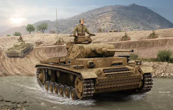 Picture Tank, Afrika Korps, DAK, Pz.III, Tanker, Pz.Kpfw.III Ausf.J
