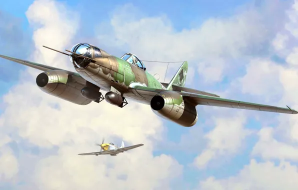 Picture Messerschmitt, fighter-bomber, Air force, Experienced, Messerschmitt Me 262, Me-262A-2a/U2