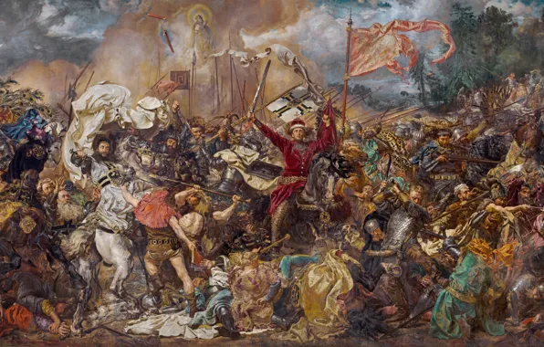 Picture Armor, Picture, The battle, Horse, Battle, Warriors, Swords, Jan Matejko, Польский живописец, Грюнвальдская битва 1410 …