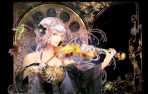 Picture look, girl, decoration, violin