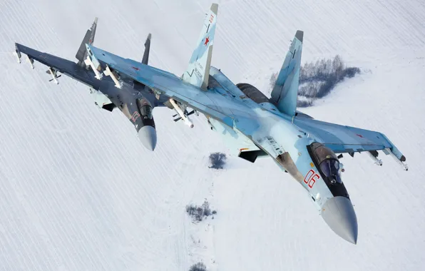 Picture flight, fighter, pair, Su-35S, super-maneuverable, Sukhoi