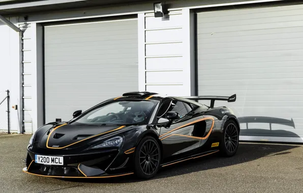 Picture black, coupe, McLaren, boxes, 2020, V8 twin-turbo, 620R, 620 HP, 3.8 L.