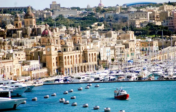 Picture sea, home, yachts, boat, Malta, Valletta
