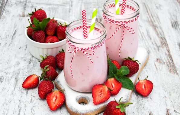 Picture Breakfast, strawberry, Yogurt, Jars, Olena Rudo