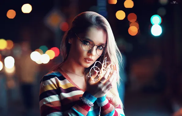 Picture girl, lights, glasses, Katerina, Dmitry Arhar