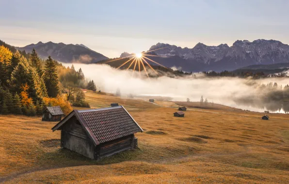 Picture Bavaria, Karwendelgebirge, golden glow