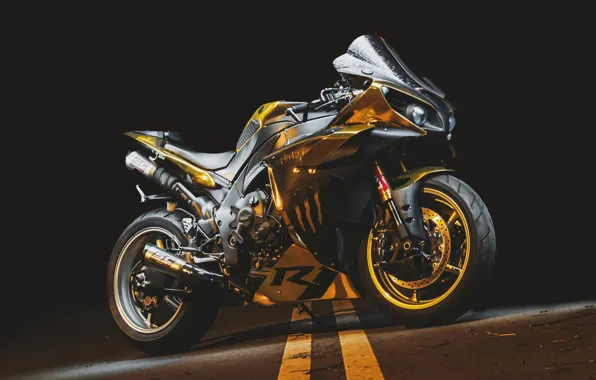 Picture gold, black, yamaha, yzf-r1