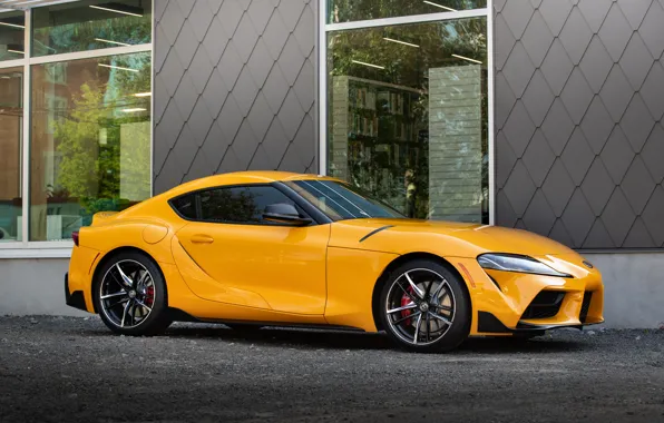 Picture yellow, the building, coupe, Toyota, Supra, the fifth generation, mk5, double, 2020, GR Above, A90, …