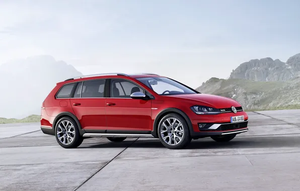 Picture red, Volkswagen, drives, universal, 2014, Golf Alltrack