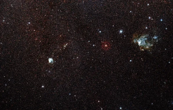 Picture Stars, Nebula, LMC, Large Magellanic Cloud, Digitized Sky Survey, MUSE, LHA 120-N 180B, Constellation Mensa, …