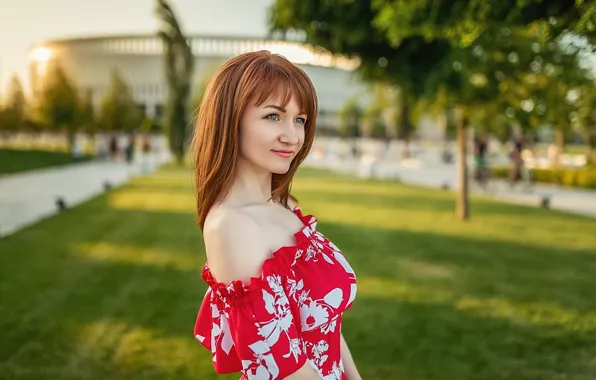 Picture model, pose, red dress, A Diakov George