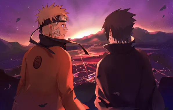 Picture sunset, anime, art, Sasuke, Naruto, Naruto