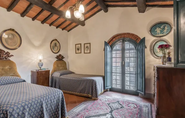 Picture design, style, room, interior, Italy, bedroom, Tuscany, 18th century, Villa Dell Angelo