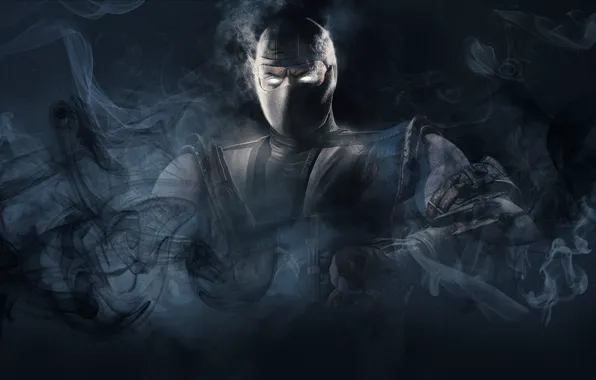 Picture Smoke, mask, black background, Mortal Kombat, Smoke, Mortal Kombat, mask, black background, fantasy art, Smoke, …