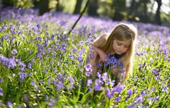Picture flowers, spring, girl