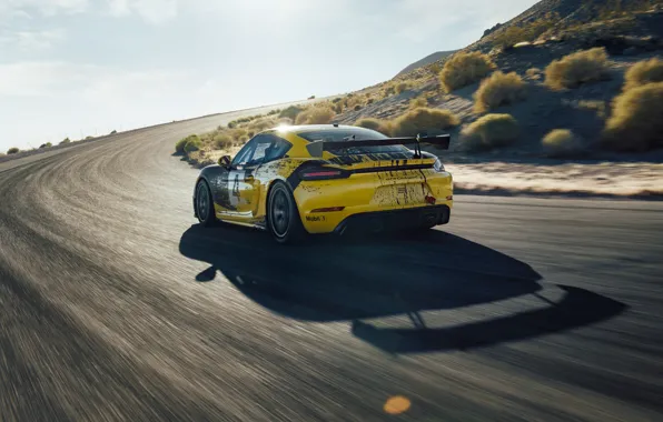 Picture machine, the sun, the rise, coupe, speed, Porsche, turn, lights, sports, Clubsport, 718, Cayman GT4