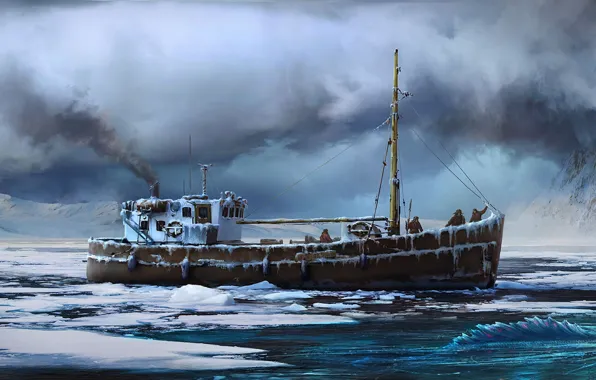 Picture ship, ice, North sea, North sea, Mark Makovey
