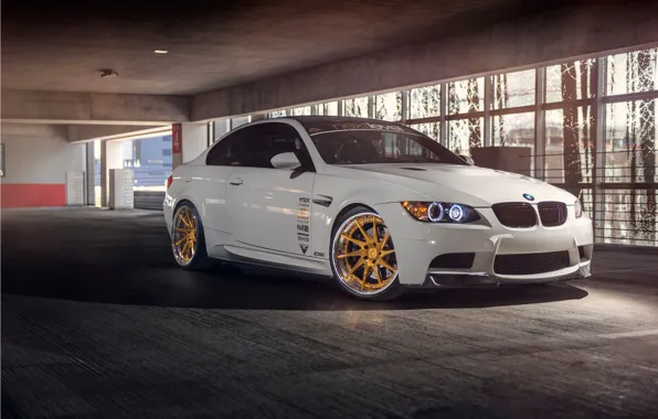 Picture BMW, White, E92, Shadow, Parking, M3
