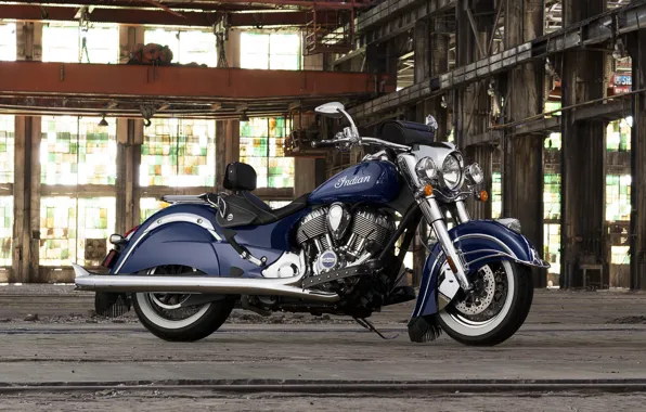 Picture Classic, Blue, Indian, Motorcycle, Chief