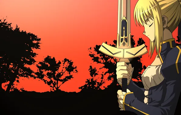 Picture girl, sword, the saber, Fate stay night, Fate / Stay Night