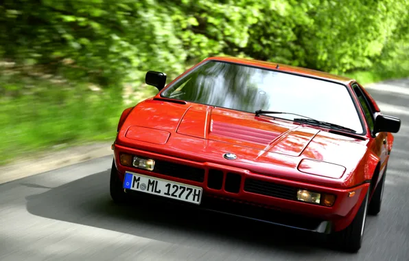 Picture red, BMW, in motion, BMW M1, E26, M1