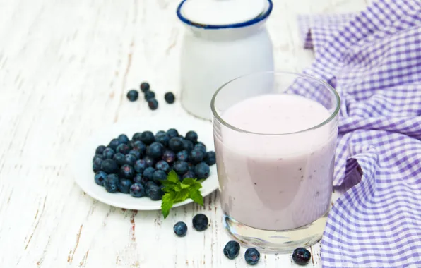Picture glass, Breakfast, blueberries, yogurt, Olena Rudo