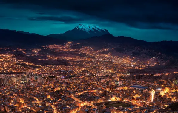 Picture night, the city, Bolivia, La Paz