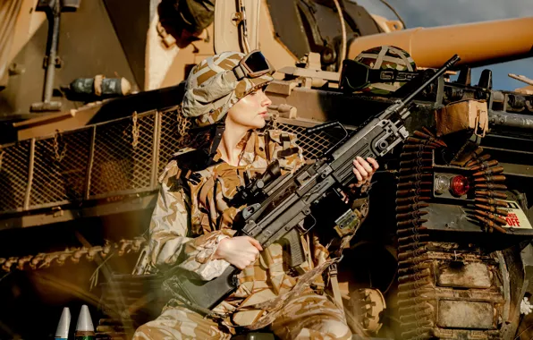 Picture girl, weapons, army