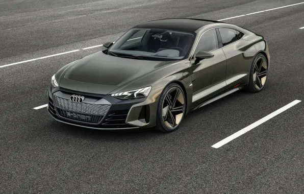 Picture asphalt, Audi, markup, coupe, 2018, e-tron GT Concept, the four-door