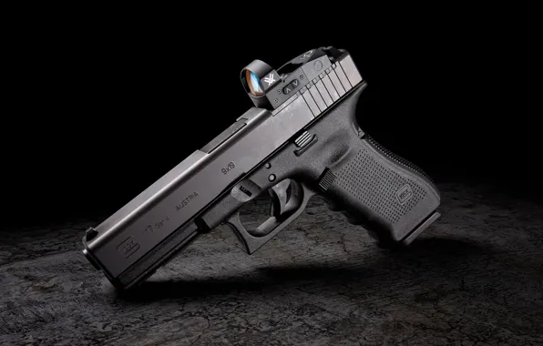 Picture gun, background, black, Glock 17 MOS