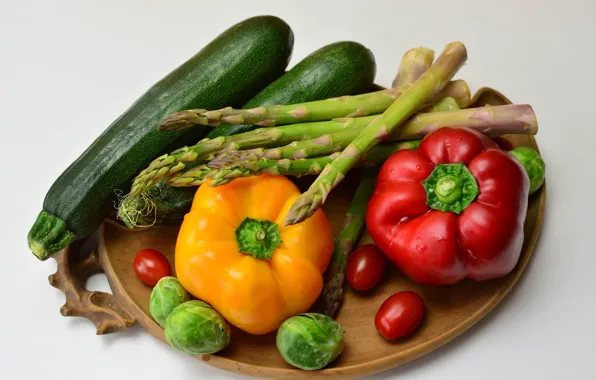 Picture pepper, vegetables, cabbage, bell pepper, asparagus, pepper, tomatoes-cherry, zucchini, Brussels sprouts