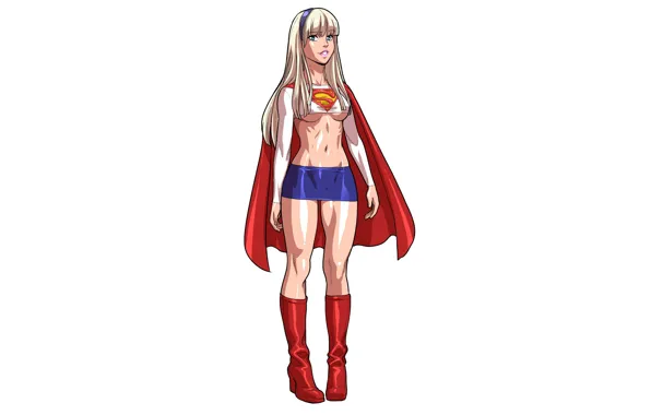 Picture girl, sexy, legs, mini, comics, blonde, hero, belly, superhero, Supergirl, boots, underboob, miniskirt, heroin, superheroine