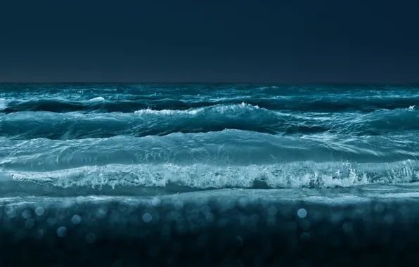 Picture sea, wave, water, squirt, dark, horizon