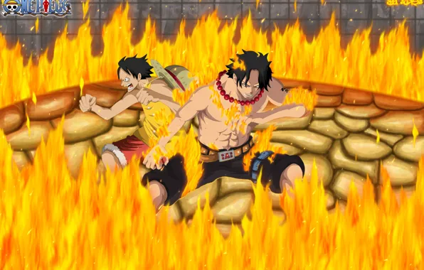 Picture fire, flame, pirates, guys, One Piece, One Piece