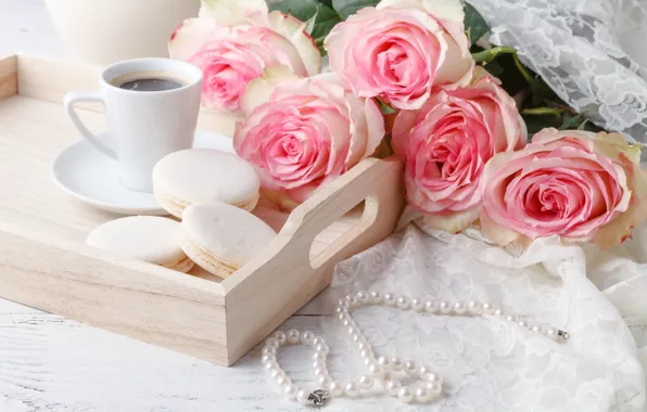 Picture roses, cookies, beads, tray, Andrey Cherkasov