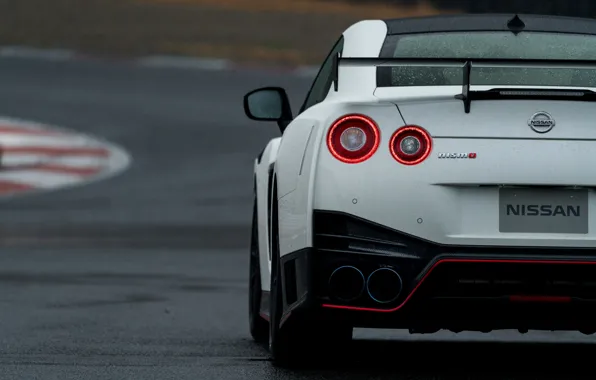 Picture white, wing, Nissan, GT-R, R35, Nismo, feed, 2019