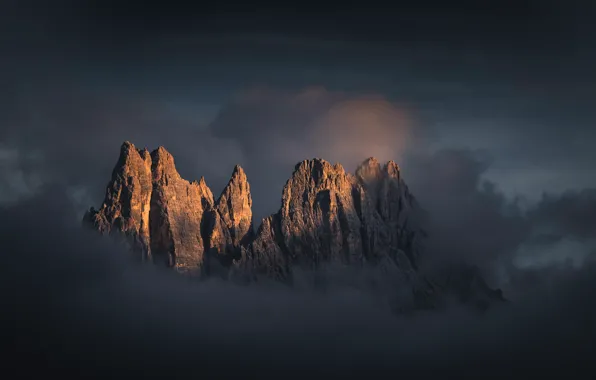 Picture the sky, clouds, mountains, nature, rocks, the evening, Italy, The Dolomites
