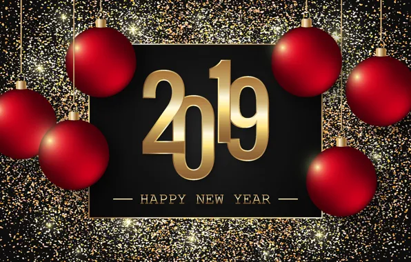 Picture background, gold, holiday, Shine, figures, New year, 2019