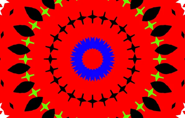 Picture white, red, black, pattern, round, kaleidoscope