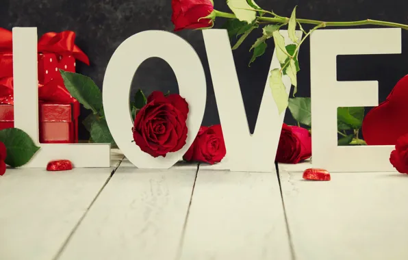 Picture love, letters, Love, roses, gifts, Valentine's day, congratulations, composition, Natalia Klenova