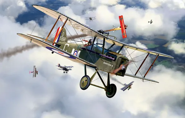 Picture UK, biplane, Dogfight, S.E.5a, single column, The first World war, War in the air