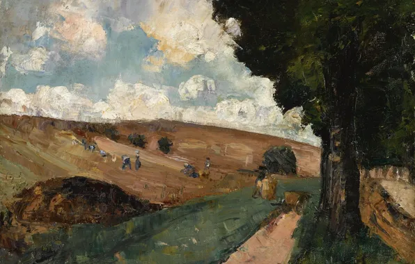 Picture landscape, picture, 1911, Lesser URY, Lesser Ury, Working in the Field. Thuringen
