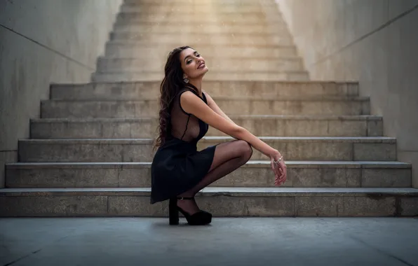 Picture sexy, ladder, steps, beauty, Ana