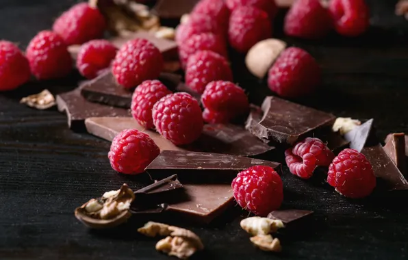 Picture berries, raspberry, chocolate, nuts, Natasha Breen
