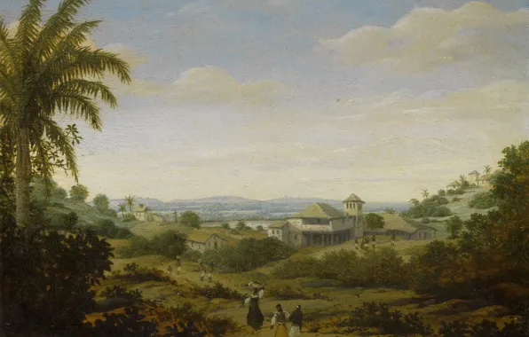 Picture oil, picture, Frans Post, 1680, Frans Post, Landscape with a River in Brazil