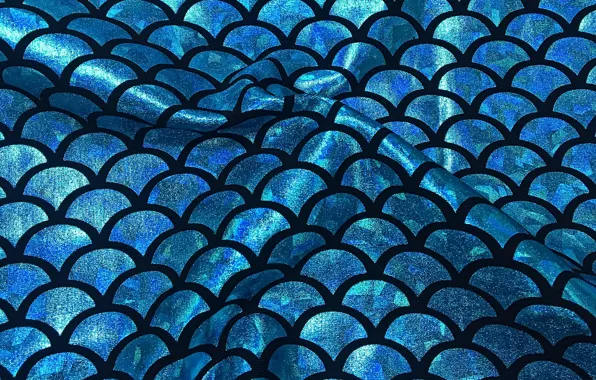Picture background, texture, scales, folds, blue color, holographic fabric, glitter synthetic fibres