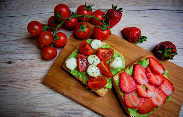 Picture berries, food, strawberry, bread, tomatoes, toast, sandwiches
