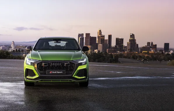 Picture sunset, the city, Audi, front view, crossover, 2020, RS Q8