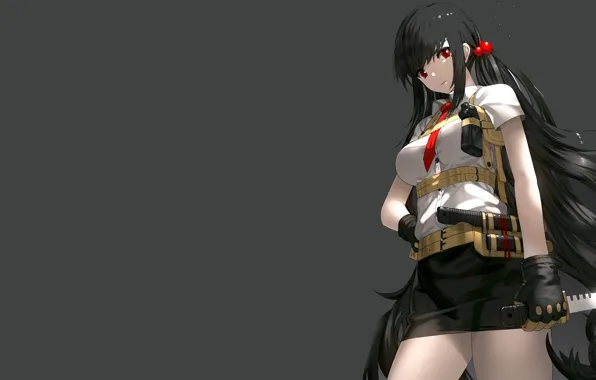 Picture girl, background, guns, form
