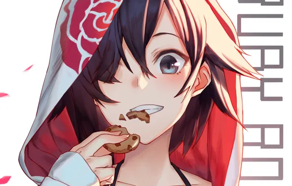 Picture girl, smile, cookies, hood, RWBY, Ruby Rose